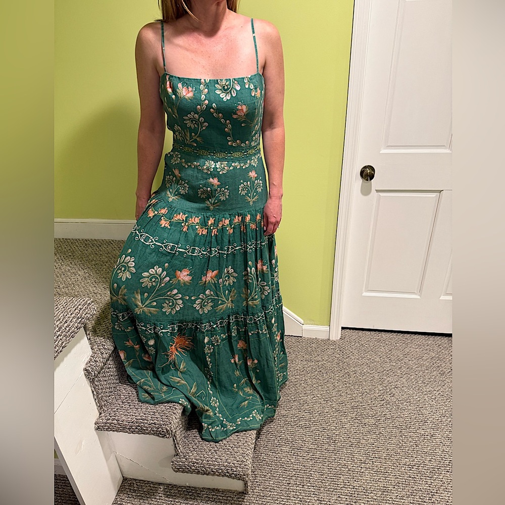 Agua by Agua Bendita Green Floral Maxi Dress